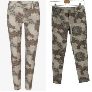 AllSaints Brodie Wreath Print Skinny Jeans Pants Low-Rise‎ Cropped Denim Size 25